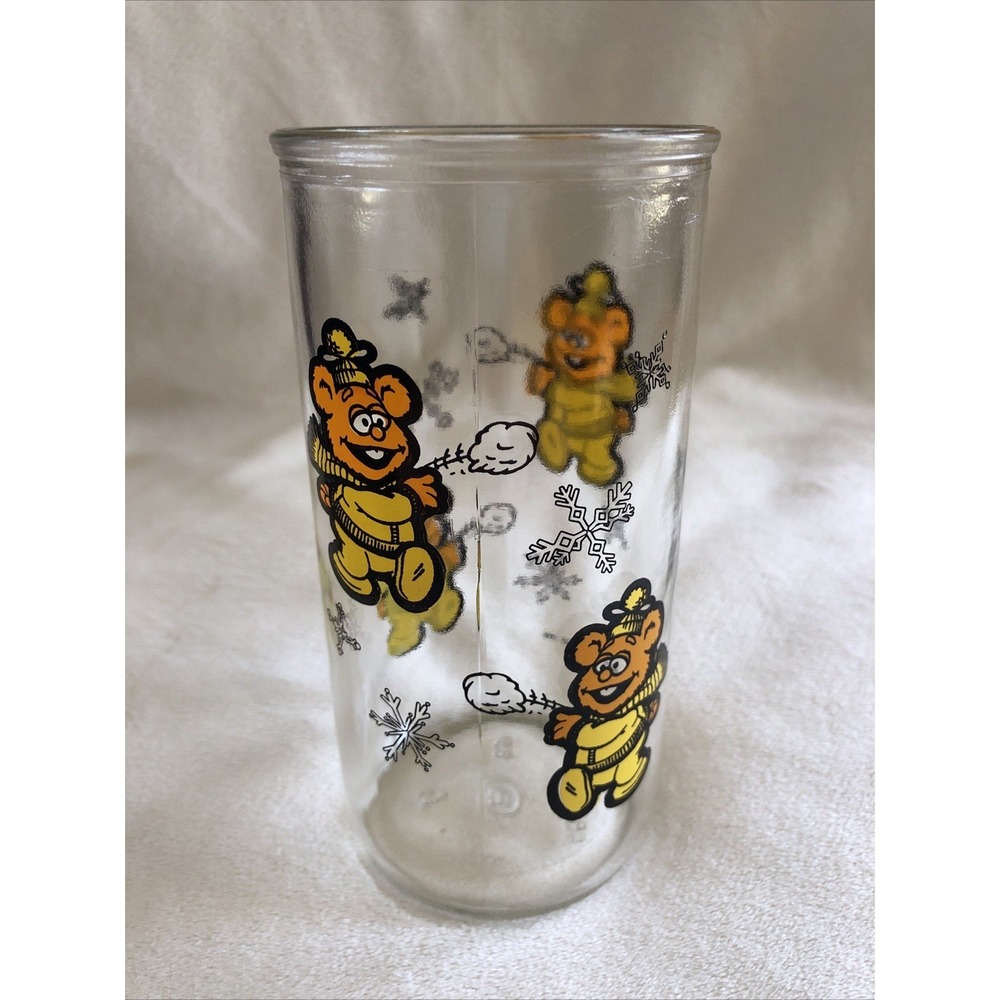 Vintage 1989 Kraft Muppet Babies Jelly Jar Drinking Glass Fozzie Bear Jim Henson
